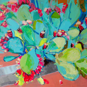 Painting titled "cacti" by Olesia Lishaeva, Original Artwork, Acrylic
