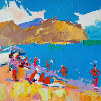 Peinture intitulée "on the beach near t…" par Olesia Lishaeva, Œuvre d'art originale, Acrylique
