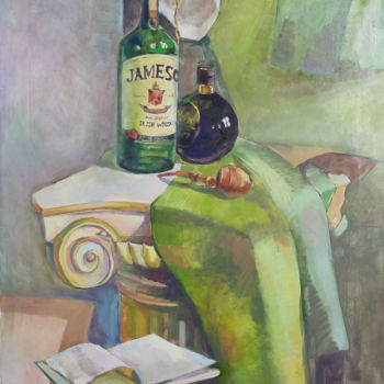 Painting titled "Вдохновение книгой" by Olesia Ivchenko, Original Artwork, Oil Mounted on Wood Stretcher frame
