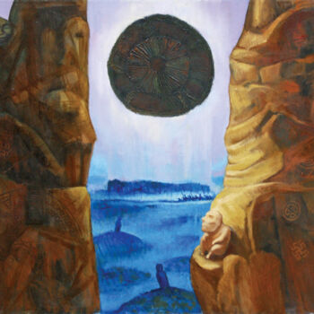 Peinture intitulée "The sun of Arkaim" par Olesia Sapozhkova, Œuvre d'art originale, Huile
