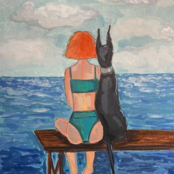 Pintura titulada "My dog" por Olesia Zherebtsova, Obra de arte original, Gouache