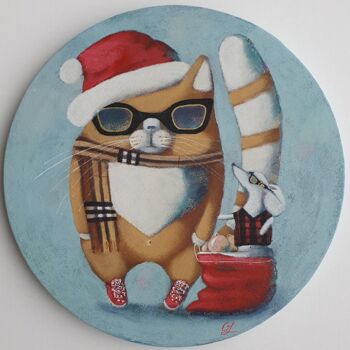 Painting titled "Christmas party - a…" by Olesya Izmaylova, Original Artwork, Acrylic Mounted on Wood Stretcher frame