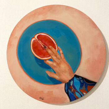 Peinture intitulée "Grapefruit" par Olesya Lugina, Œuvre d'art originale, Acrylique Monté sur Châssis en bois