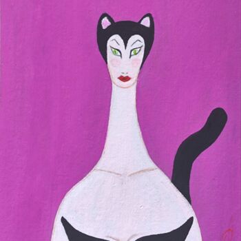 绘画 标题为“Lady Cat” 由Olesya Nikolaeva, 原创艺术品, 丙烯