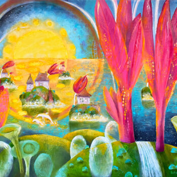 Картина под названием "DREAM OF HYPERION" - Olesya Rubinova, Подлинное произведение искусства, Масло Установлен на Деревянна…