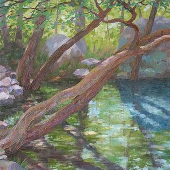 Peinture intitulée "Peaceful backwater" par Olesya Gook, Œuvre d'art originale, Huile