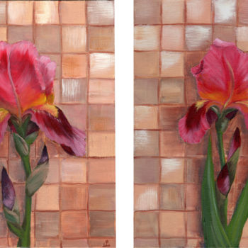 Pintura intitulada "Irises" por Olga Shashok, Obras de arte originais, Óleo