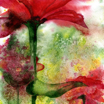 Картина под названием "Разноцветная поляна" - Etteila, Подлинное произведение искусства, Акварель