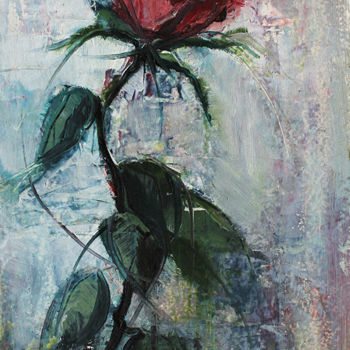 Картина под названием "Роза" - Etteila, Подлинное произведение искусства, Масло
