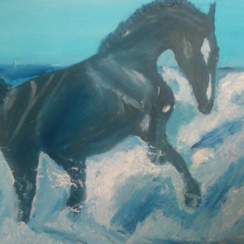 Pintura titulada "a-horse-and-waves-5…" por Olga Bandura, Obra de arte original, Oleo