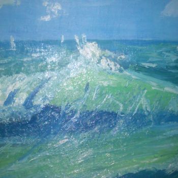 Картина под названием "sea-wave.jpg" - Ольга Бандура, Подлинное произведение искусства, Масло