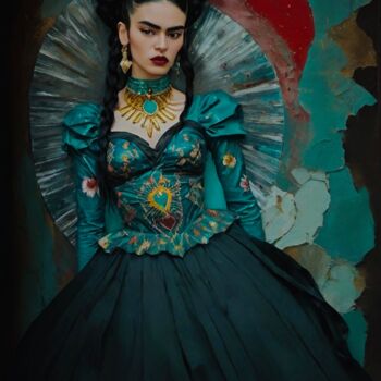 Digitale Kunst getiteld "Frida Moods" door Olga A Oprits, Origineel Kunstwerk, Digitaal Schilderwerk