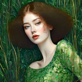 Digital Arts titled "Green Grass" by Olga A Oprits, Original Artwork, Digital Painting