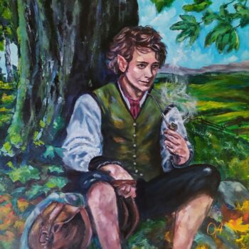 Картина под названием "Young Bilbo Baggins" - Olga Asadulaeva, Подлинное произведение искусства, Масло Установлен на Деревян…
