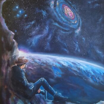 Картина под названием "Dreamer" - Olga Asadulaeva, Подлинное произведение искусства, Масло Установлен на Деревянная рама для…