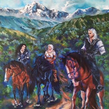 Painting titled "The Witcher, Yennef…" by Olga Asadulaeva, Original Artwork, Oil Mounted on Wood Stretcher frame