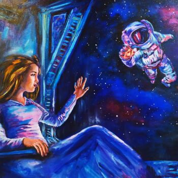 Картина под названием "The universe in the…" - Olga Asadulaeva, Подлинное произведение искусства, Масло Установлен на Деревя…