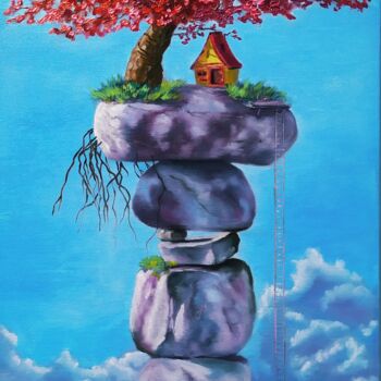 Картина под названием "Équilibre harmonieux" - Olga Asadulaeva, Подлинное произведение искусства, Масло Установлен на Деревя…