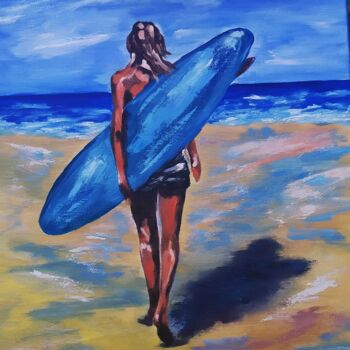 Картина под названием "Surfeuse" - Olga Asadulaeva, Подлинное произведение искусства, Акрил Установлен на Деревянная рама дл…