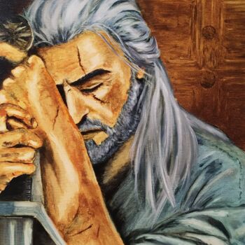 Pintura titulada "Le sorceleur Geralt…" por Olga Asadulaeva, Obra de arte original, Oleo Montado en Bastidor de camilla de m…
