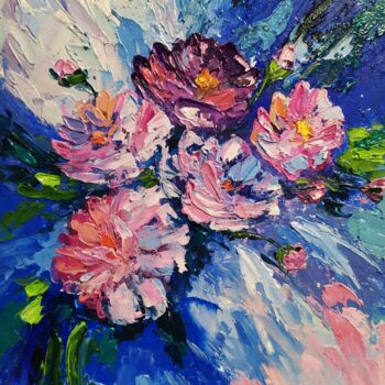Painting titled "Fleurs abstraites" by Olga Asadulaeva, Original Artwork, Oil