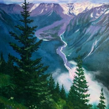 Painting titled "High in the mountai…" by Olga Astri, Original Artwork, Oil