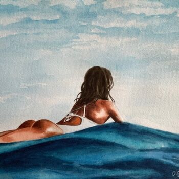 Painting titled "Catch a wave" by Olga Astri, Original Artwork, Watercolor