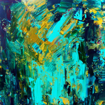 Pintura intitulada "Turquoise Expressio…" por Olga Babenko, Obras de arte originais, Acrílico