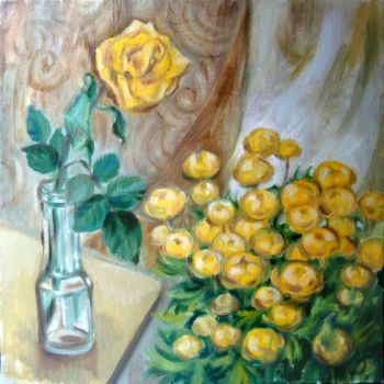 Painting titled "A special flower" by Olga Bagina, Original Artwork, Oil