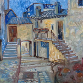Painting titled "Italian evening" by Olga Bagina, Original Artwork, Oil