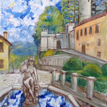 Painting titled "Orvinio. View with…" by Olga Bagina, Original Artwork, Oil