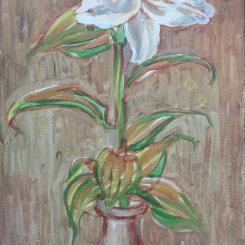 Pittura intitolato "White lily" da Olga Bagina, Opera d'arte originale, Olio