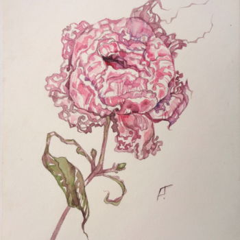 Painting titled "Strange rose" by Olga Bagina, Original Artwork, Watercolor