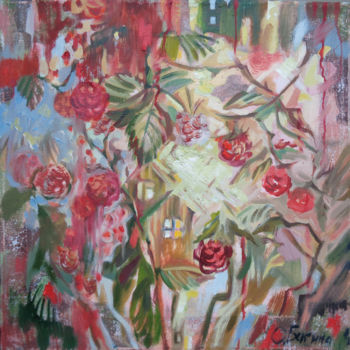 Painting titled "Raspberries" by Olga Bagina, Original Artwork, Oil