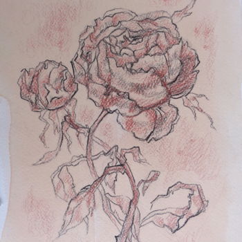 Рисунок под названием "Rose 2" - Olga Bagina, Подлинное произведение искусства, Карандаш