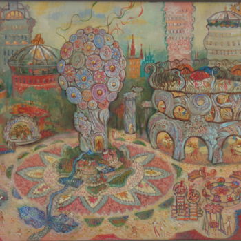 Pittura intitolato "Moscow. Future." da Olga Bagina, Opera d'arte originale, Olio