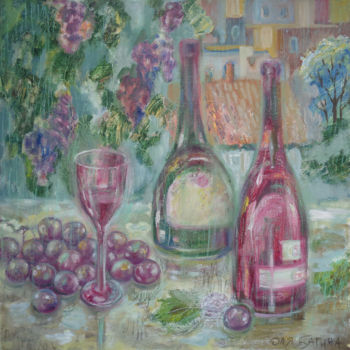 Painting titled "Wine ander rain" by Olga Bagina, Original Artwork, Oil