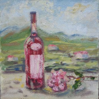 Ζωγραφική με τίτλο "Wine and rose" από Olga Bagina, Αυθεντικά έργα τέχνης, Λάδι