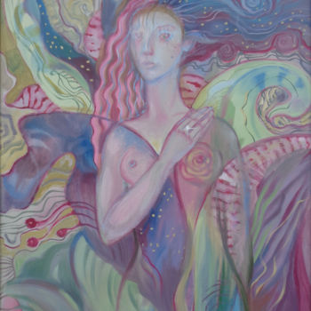 Painting titled "Mermaid." by Olga Bagina, Original Artwork, Oil