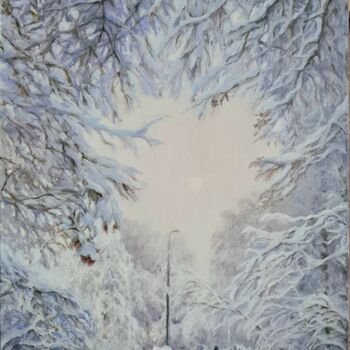 Картина под названием "Зимняя серенада" - Olga Batura, Подлинное произведение искусства, Масло Установлен на Деревянная рама…