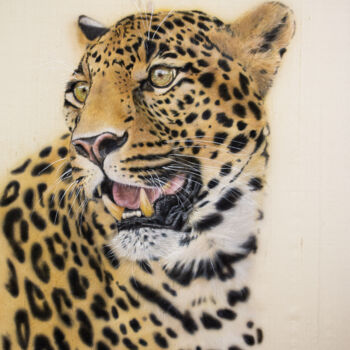 Pintura titulada "Leopard - Silk Pain…" por Olga Belova, Obra de arte original, Pigmentos