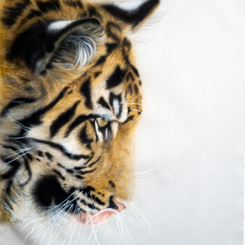 Pittura intitolato "Tiger – Silk painti…" da Olga Belova, Opera d'arte originale, Acrilico
