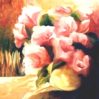 Pintura intitulada "Magia no Floral..." por Olga Beltrão, Obras de arte originais, Óleo