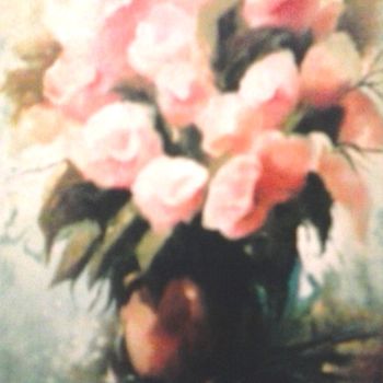 Peinture intitulée "Rosas Champagne..." par Olga Beltrão, Œuvre d'art originale, Huile