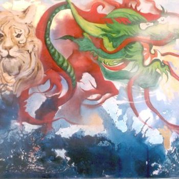 Painting titled ""O Tigre e o Dragão…" by Olga Beltrão, Original Artwork, Acrylic