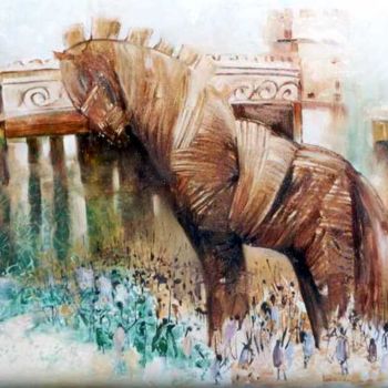 Pintura intitulada ""Cavalo de Tróia"" por Olga Beltrão, Obras de arte originais, Óleo