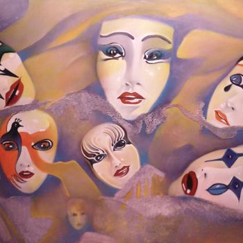 Pintura titulada ""Máscaras de Veneza…" por Olga Beltrão, Obra de arte original, Oleo