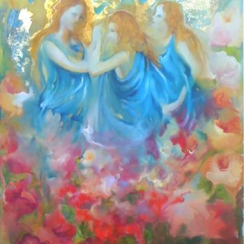 Painting titled ""As Três Graças nos…" by Olga Beltrão, Original Artwork, Oil