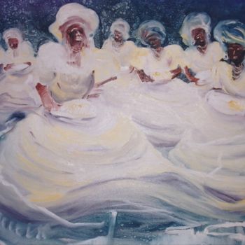 Peinture intitulée ""Ala das Baianas"" par Olga Beltrão, Œuvre d'art originale, Huile