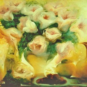 Pintura titulada ""Entre Flores e Fru…" por Olga Beltrão, Obra de arte original, Oleo